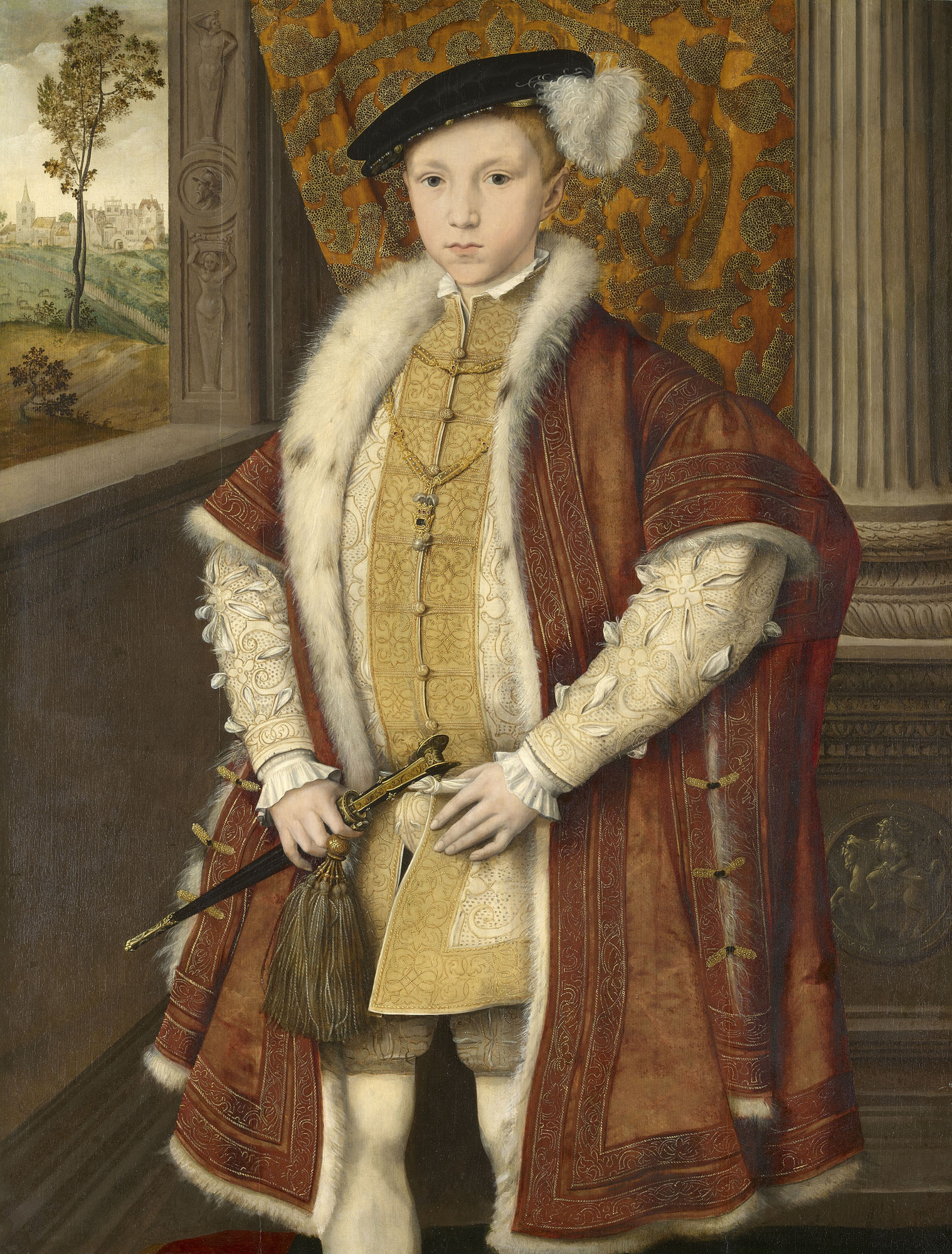Painting showing Edward VI standing by a window