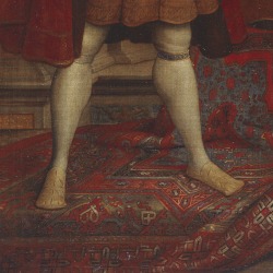 Detail of Henry VIII's shoes in Remigius van Leemput, Henry VII, Elizabeth of York, Henry VII and Jane Seymour, which is a 1667 copy of The Whitehall Mural. RCIN 405750 Detail of Henry VIII's shoes in Remigius van Leemput, Henry VII, Elizabeth of York, Henry VII and Jane Seymour, which is a 1667 copy of The Whitehall Mural. RCIN 405750