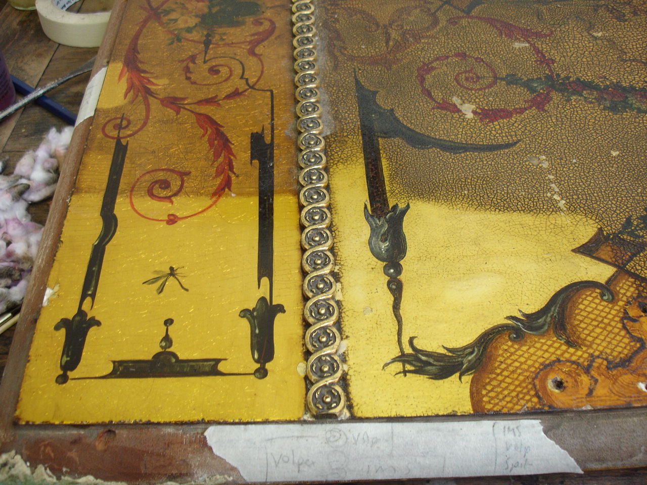 Detail of lid during conservation