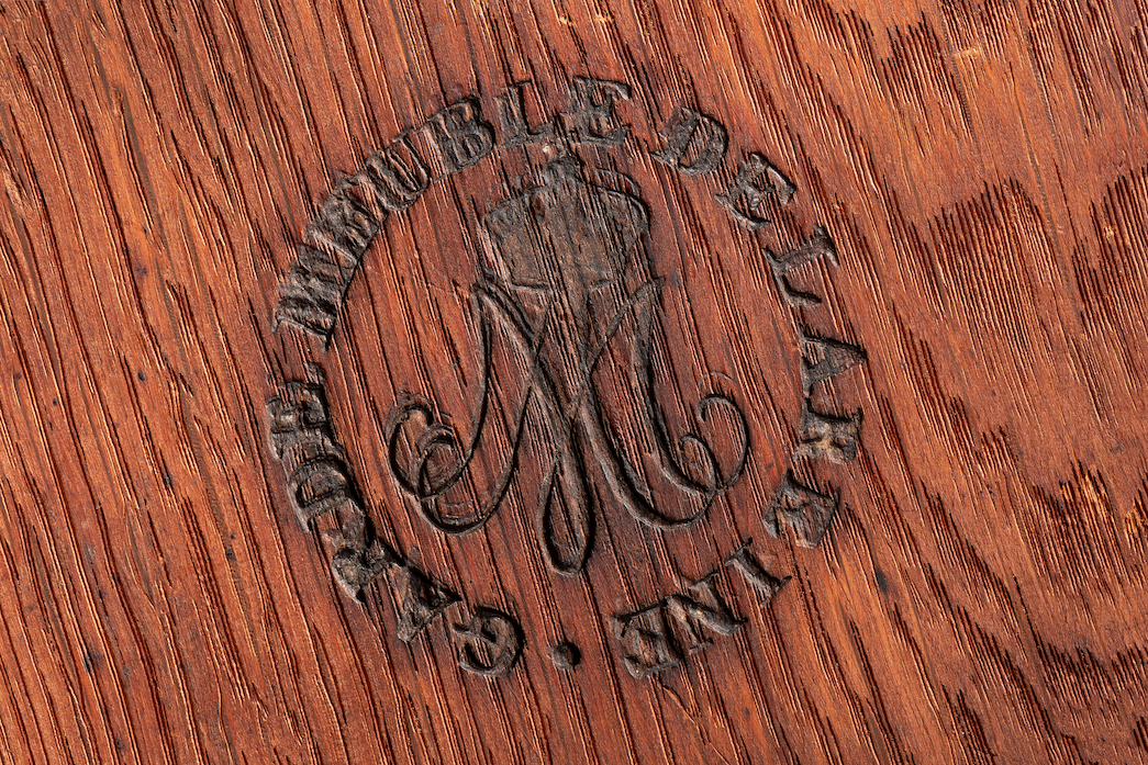 brand underside of drawer detail