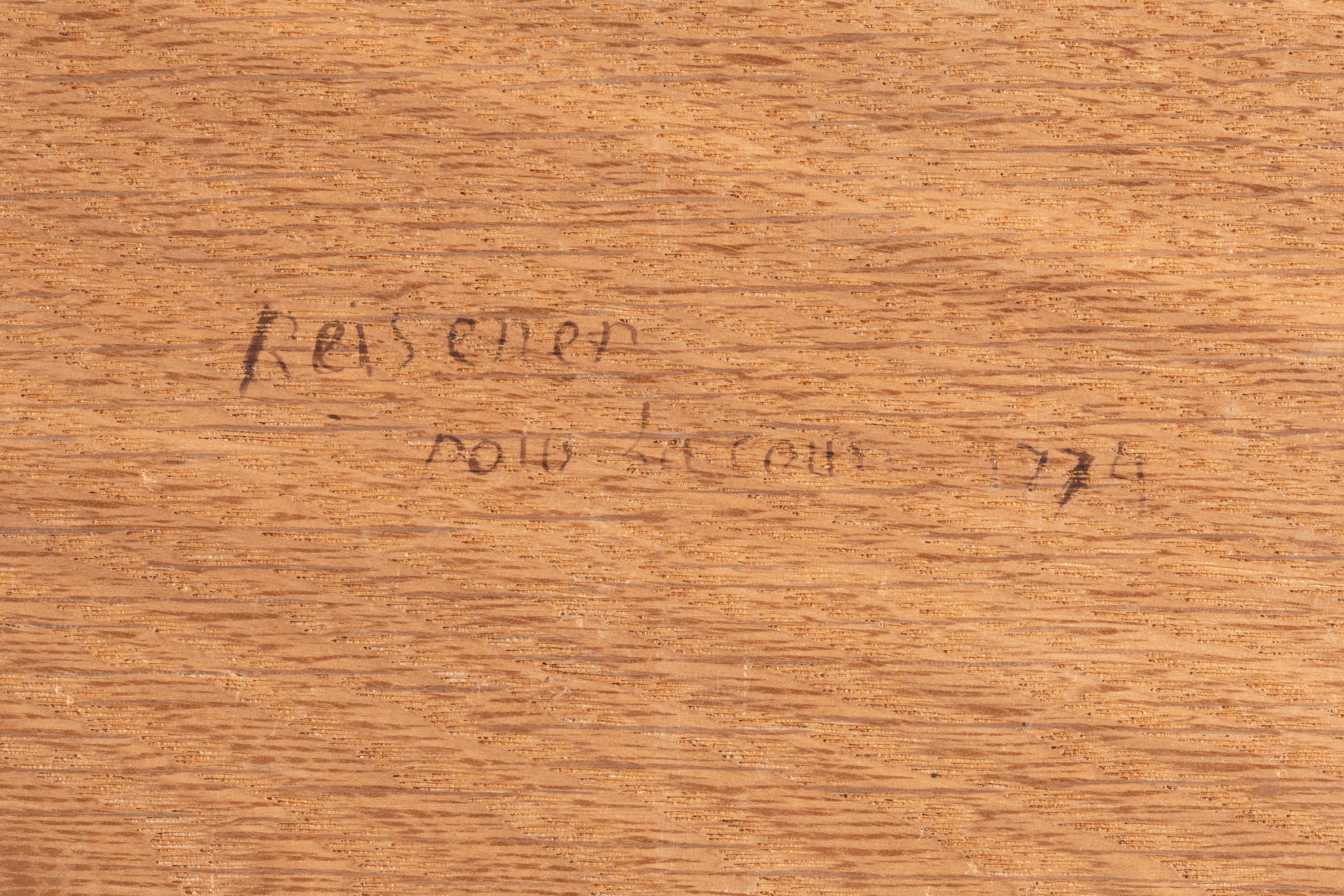 inscription underside of the drawer