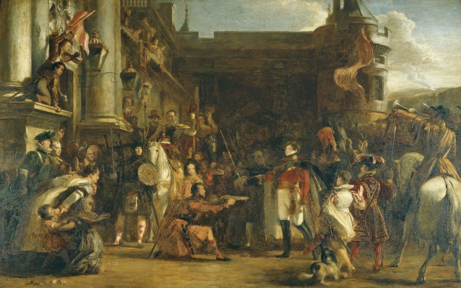 David Wilkie was one of the most successful painters of the Regency period and was greatly encouraged by the Regent. Born in Fife, trained in Edinburgh, Wilkie settled in London in 1805 and began regularly exhibiting at the Royal Academy small scale scene