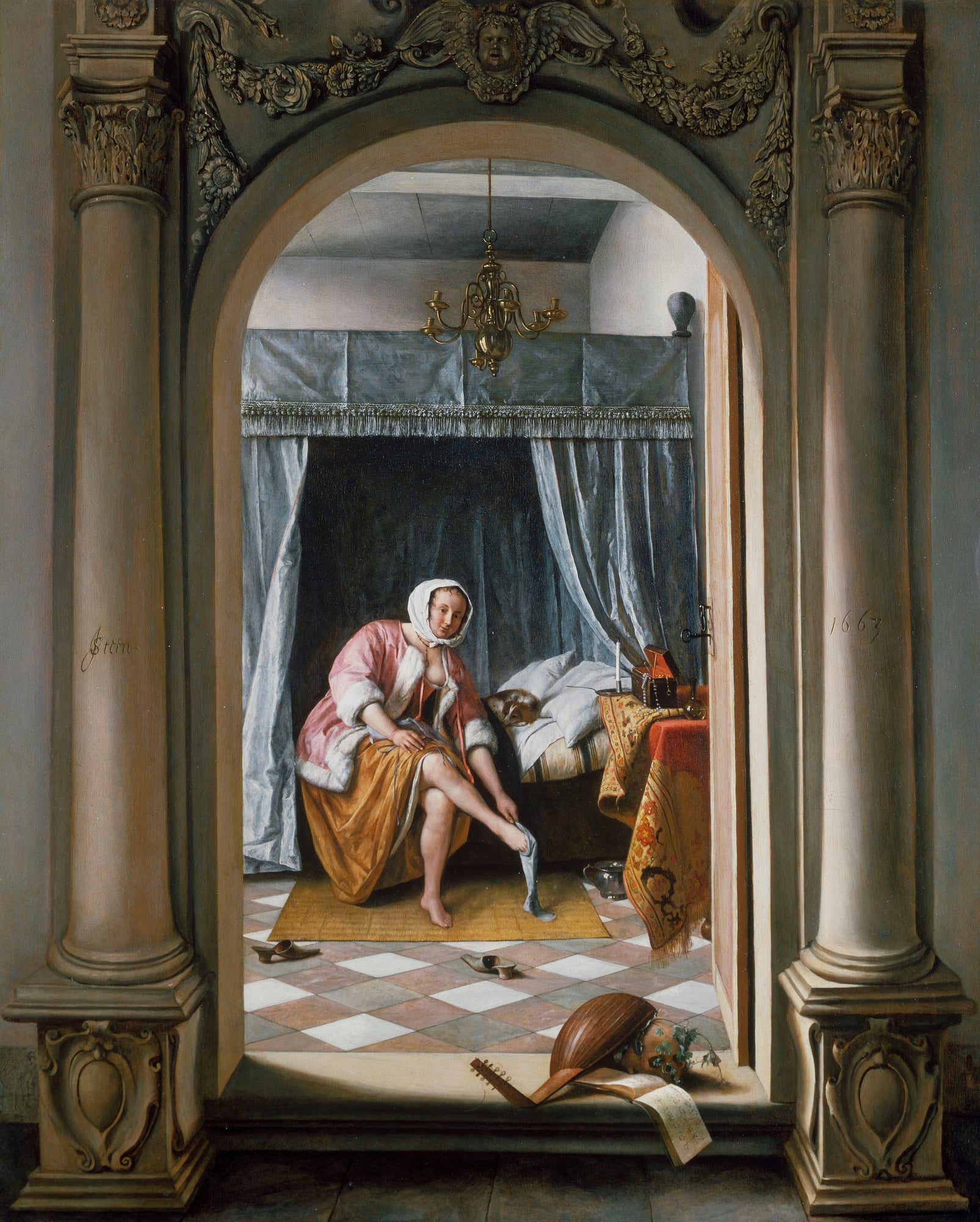 The painting is an outstanding example of Jan Steen&rsquo;s art in all respects. The elaborate treatment of subject-matter reveals a profusion of references that would have been readily recognisable to his contemporaries, attesting to the painter&rsquo;s 