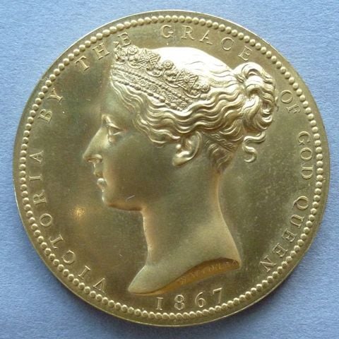 1 medal : bronze gilt (black shagreen case)
Obverse: Coroneted head of Queen Victoria left.  VICTORIA BY THE GRACE OF GOD QUEEN 1867
Reverse: Inscription within oak wreath  PRESENTED / BY HER / MAJESTY / THE QUEEN  Around, above: FEMALE SCHOOL OF ART  B
