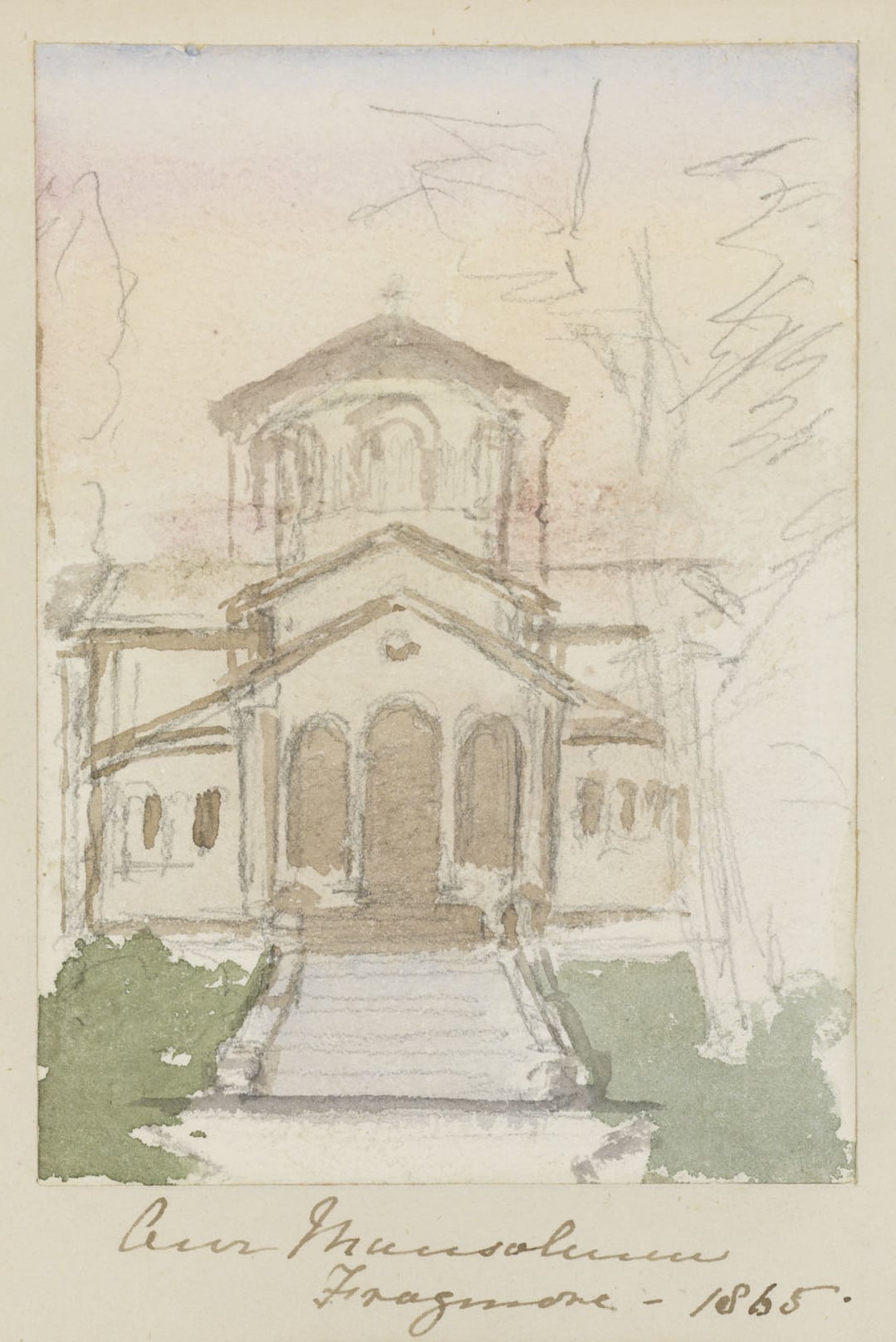 Watercolour by Queen Victoria depicting the Mausoleum Watercolour by Queen Victoria depicting the Mausoleum