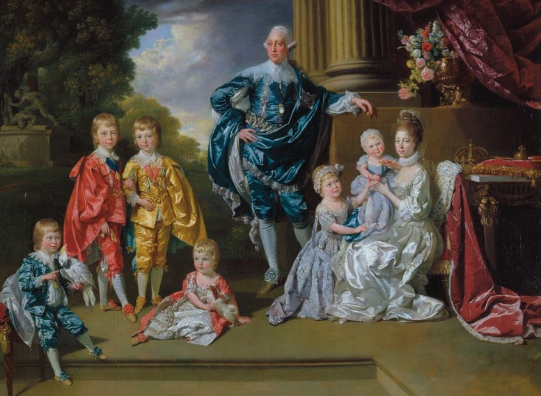 George III, Queen Charlotte and their six eldest children by Zoffany