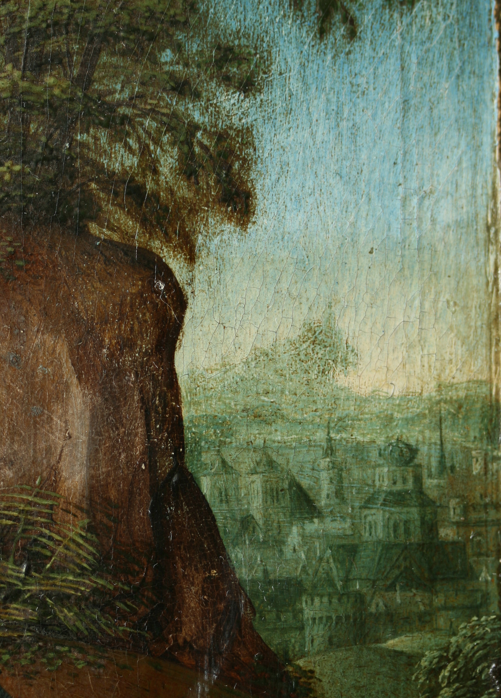 Detail of the painting during varnish removal