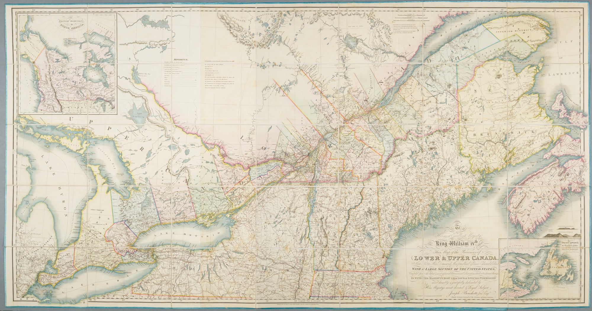 Joseph Bouchette (1774-1841) was a Canadian surveyor who produced many large scale maps of the Canadian Provinces prior to their union in 1841. Born in Quebec, Bouchette qualified as a surveyor in 1792, but initially pursued a career in the militia like h
