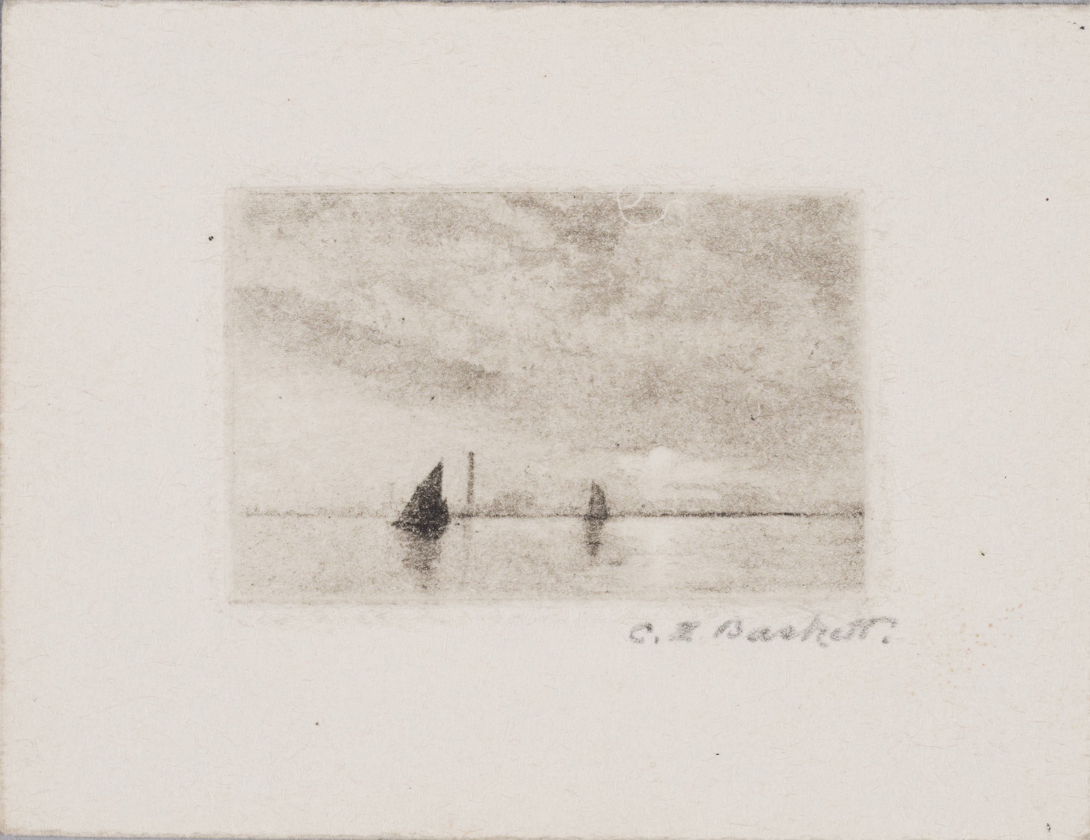 'Sailing boat on the sea' by Charles Henry Baskett (RCIN 926807) 'Sailing boat on the sea' by Charles Henry Baskett (RCIN 926807)