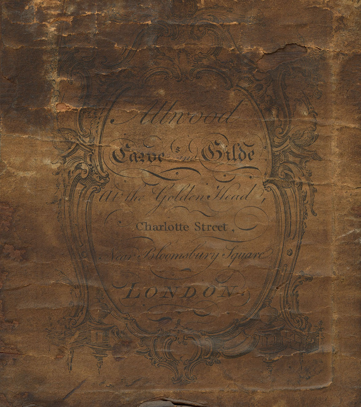 Thomas Allwood's stamp on the back of the frame for 'St Peter Denying Christ' Stamp on the back of a frame showing the framemaker's details
