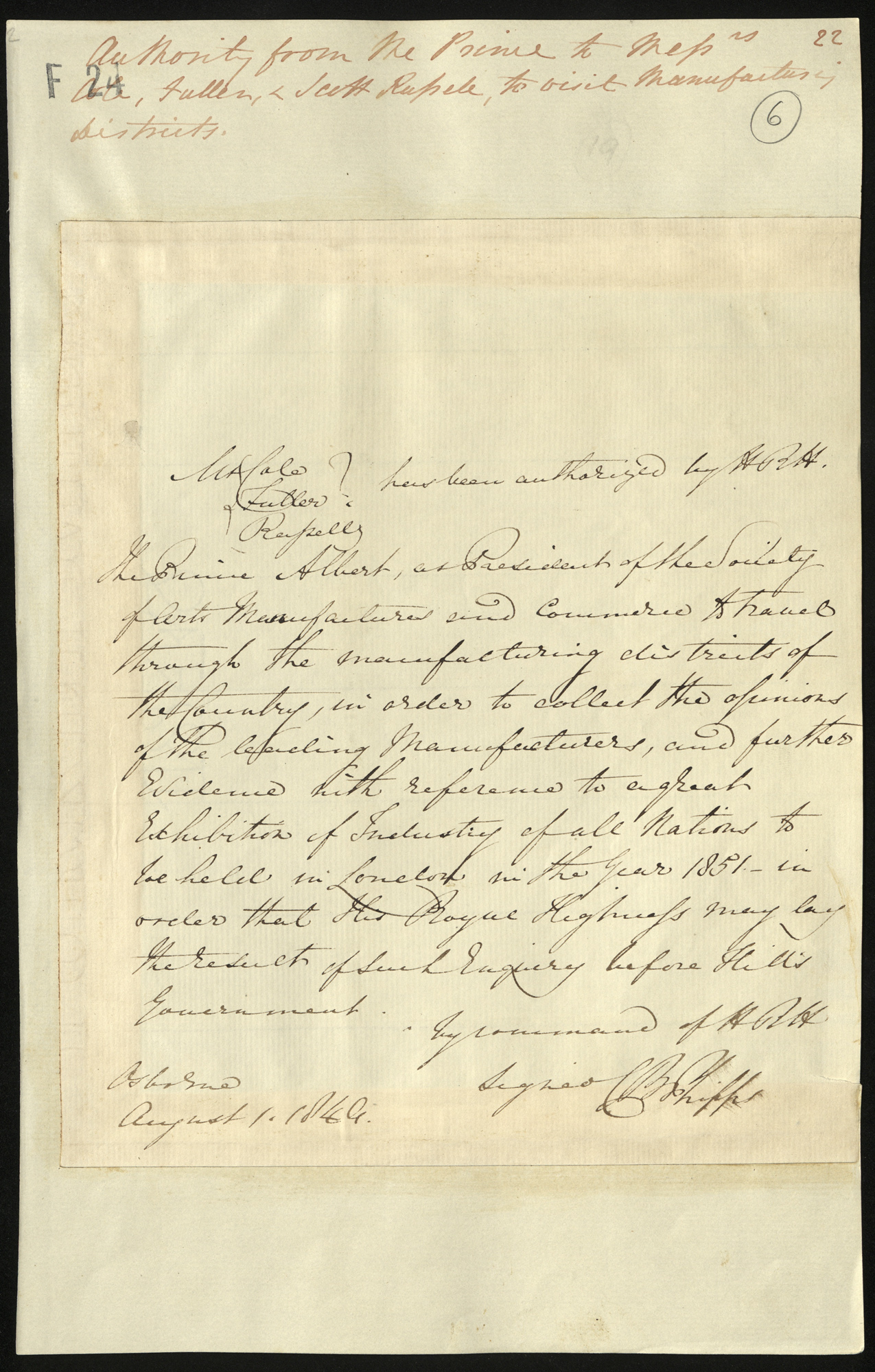 RCIN 6010818 - Copy letter from Queen Victoria to Lord John
