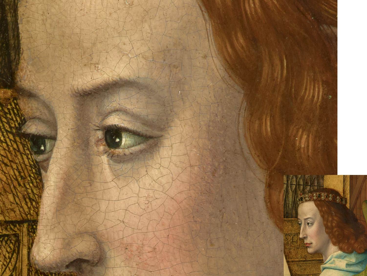 Close-up of the angel's face