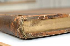 The worn edges of the book