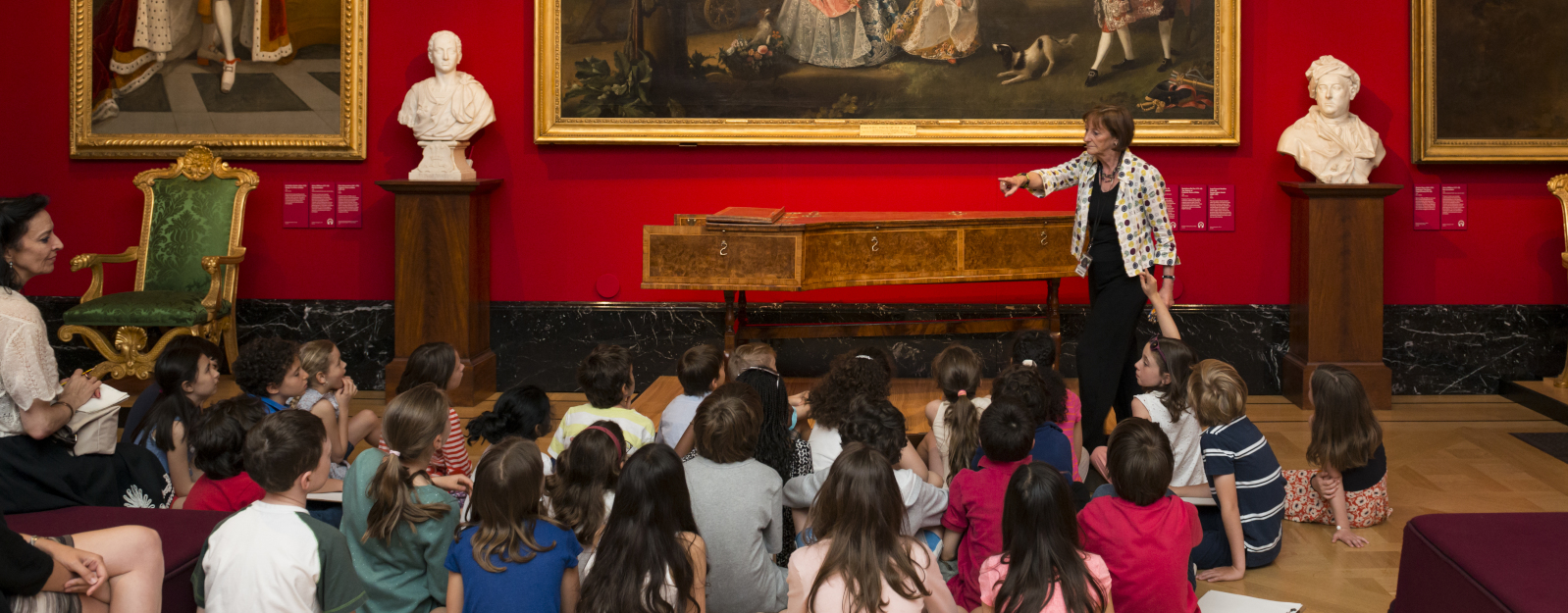 Pupils participate in a workshop at The Queen's Gallery, Buckingham Palace 