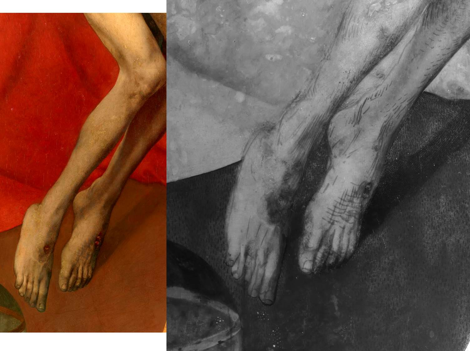 Close ups of the area beneath Christ's feet