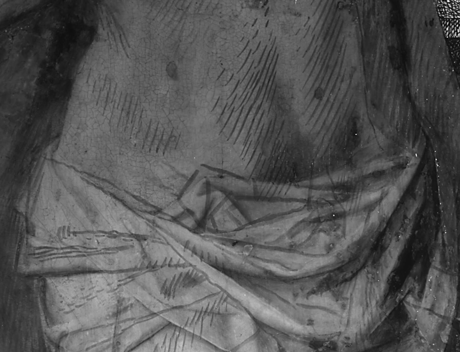 Infrared showing Christ's loincloth, showing changes made