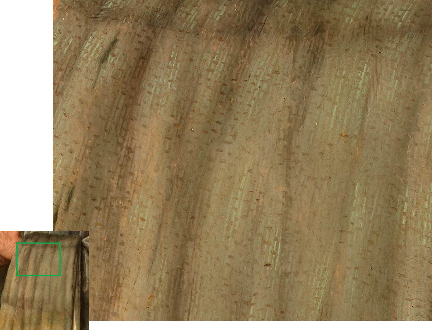 Close-up showing brush strokes used in the sleeve
