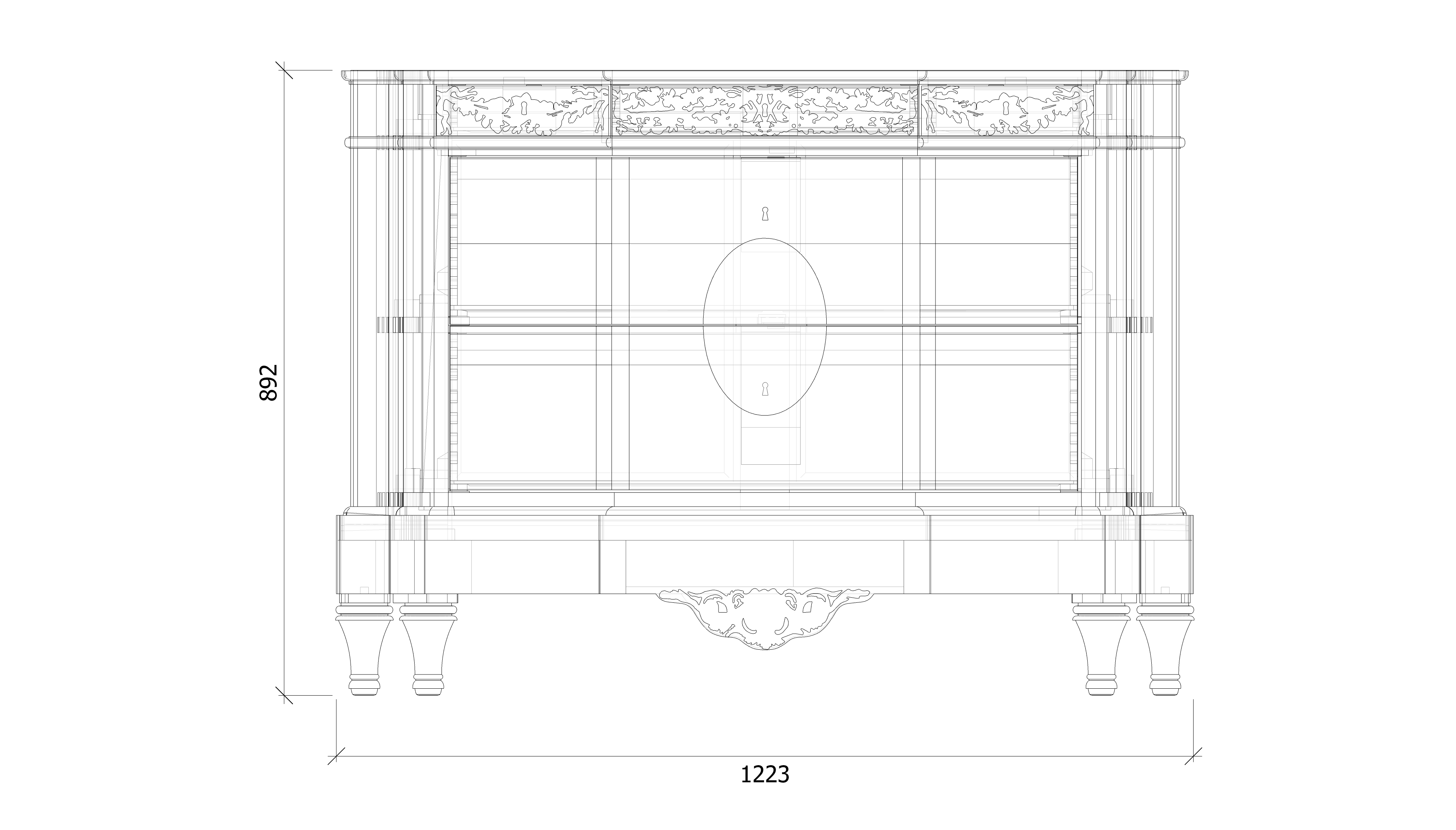 isometric drawing of front