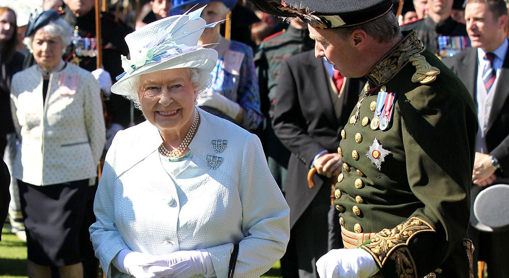 Queen Elizabeth II at a garden party at the Palace of Holyroodhouse Queen Elizabeth II at a garden party at the Palace of Holyroodhouse