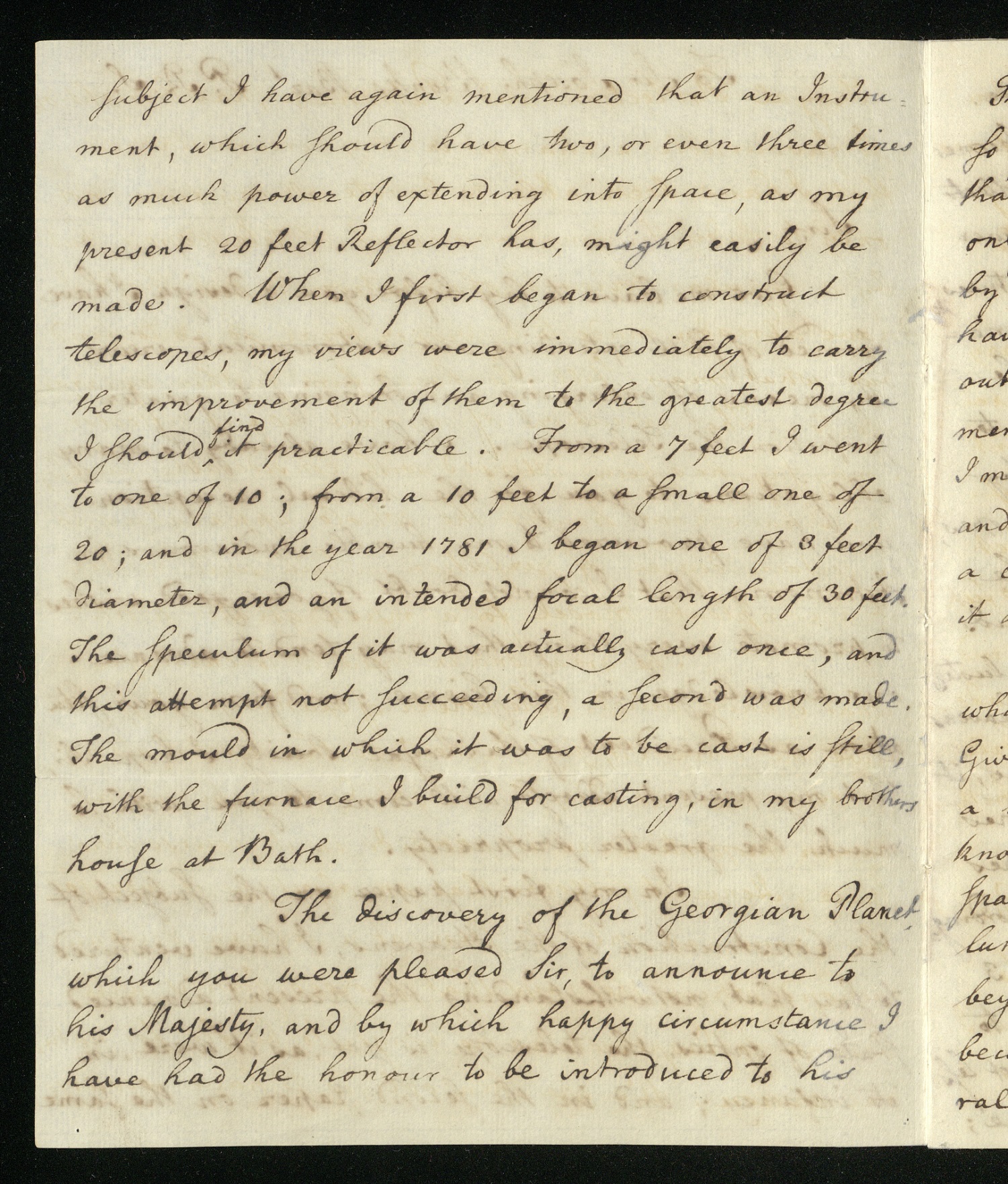 Letter from William Herschel to Sir Joseph Banks, with an estimate of the expenses required to build an enlarged telescope, page 2