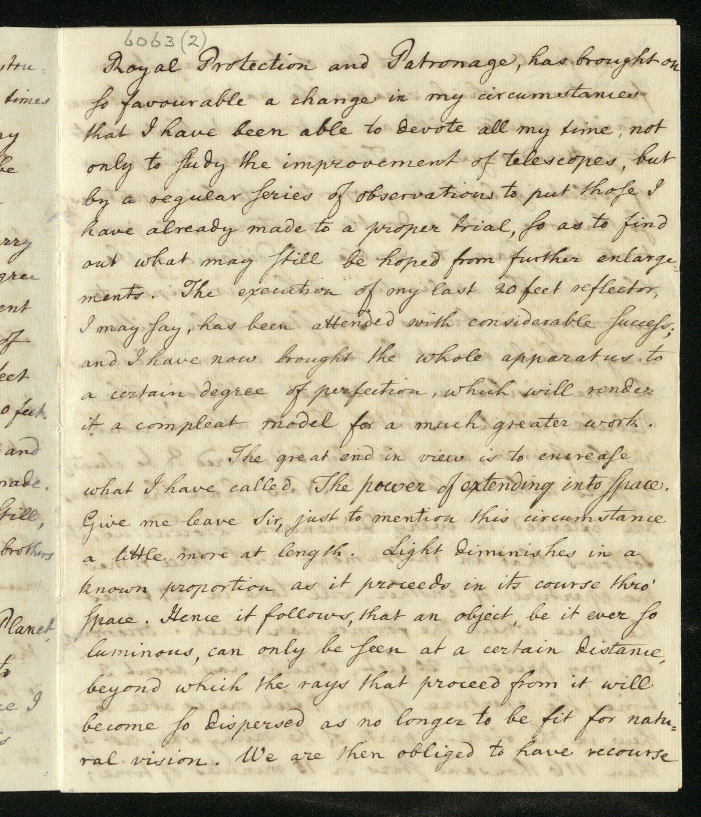 Letter from William Herschel to Sir Joseph Banks, with an estimate of the expenses required to build an enlarged telescope, page 3