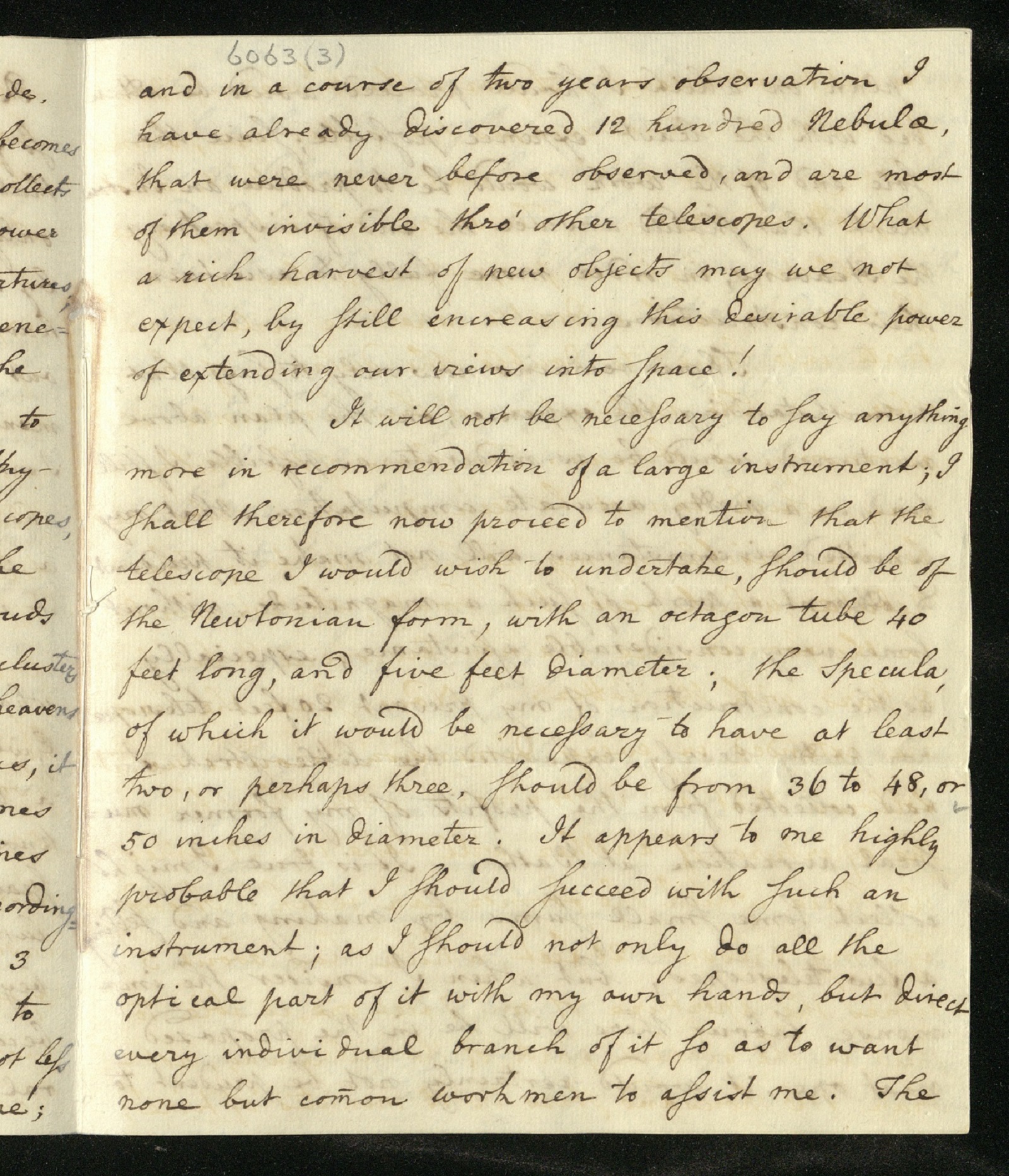 Letter from William Herschel to Sir Joseph Banks, with an estimate of the expenses required to build an enlarged telescope, page 5