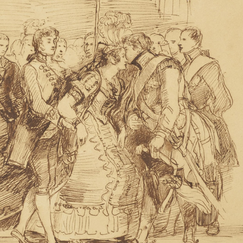 George IV holding a Drawing Room at Holyrood (RCIN 914768) sketch of George IV at a reception