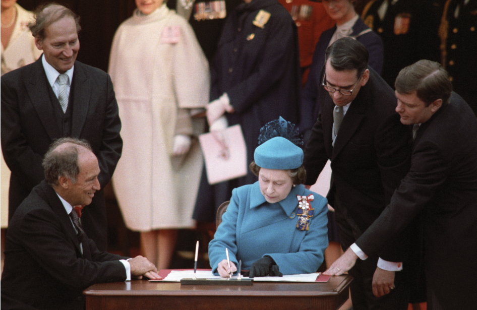 Her Majesty Queen Elizabeth II signing the Proclamation of the Canadian Constitution, 1982 Her Majesty Queen Elizabeth II signing the Proclamation of the Canadian Constitution, 1982