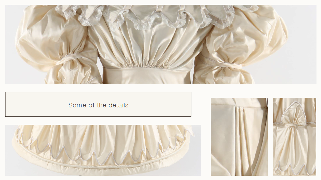 detailed view of 1820s white dress by Leonor Ferreira De Almeida, @leoferralmeid on instagram