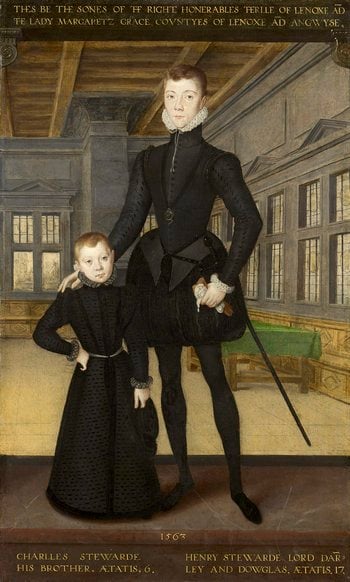 Henry Stewart, Lord Darnley and his brother Charles Stewart, Earl of Lennox by Hans Heworth, RCIN 403432 Portrait of Lord Darnley and his brother Charles Stewart