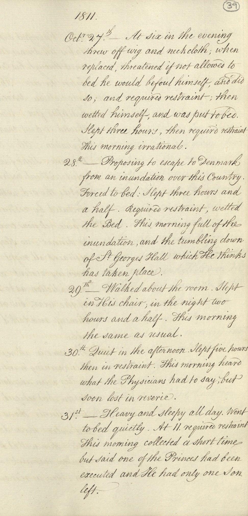 Account of George III's symptoms