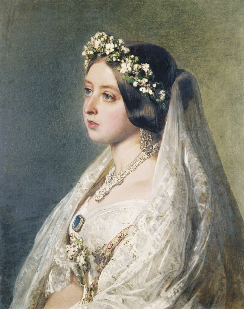 Painting of Queen Victoria in her wedding veil 