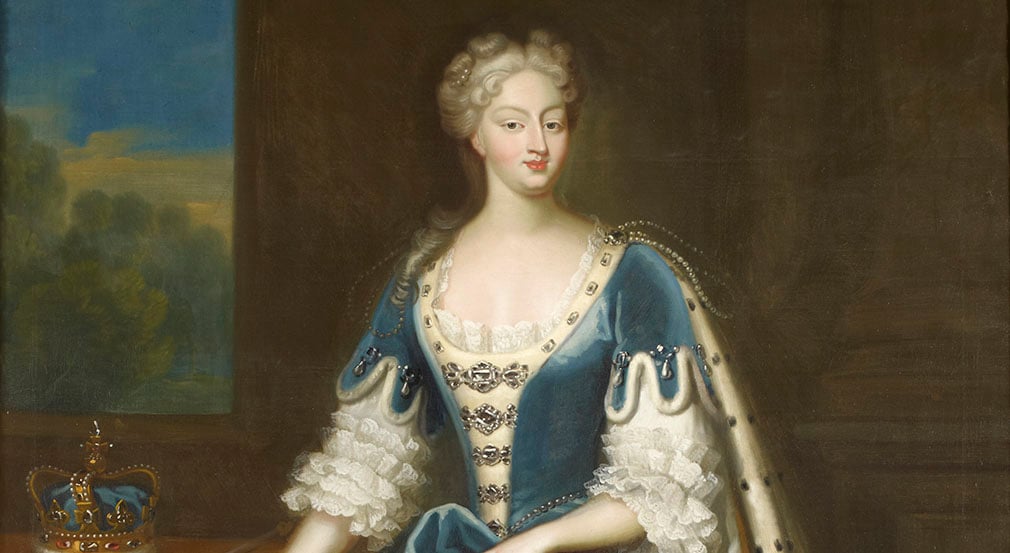 Portrait of Caroline of Ansbach (RCIN 406182) Caroline of Ansbach wearing a blue dress