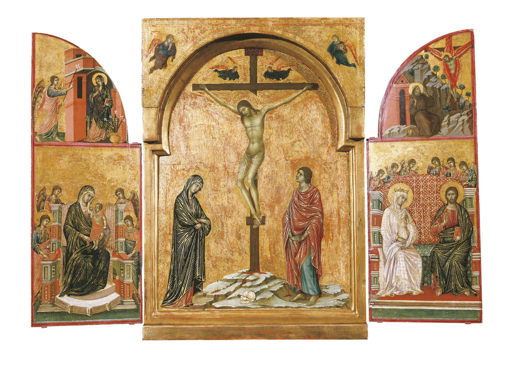 Over seven-hundred years old, Duccio di Bunoninsegna's Triptych is one of the oldest paintings ever to have entered the Royal Collection. Purchased in 1845, it was the first undoubted work by Duccio to enter an English collection