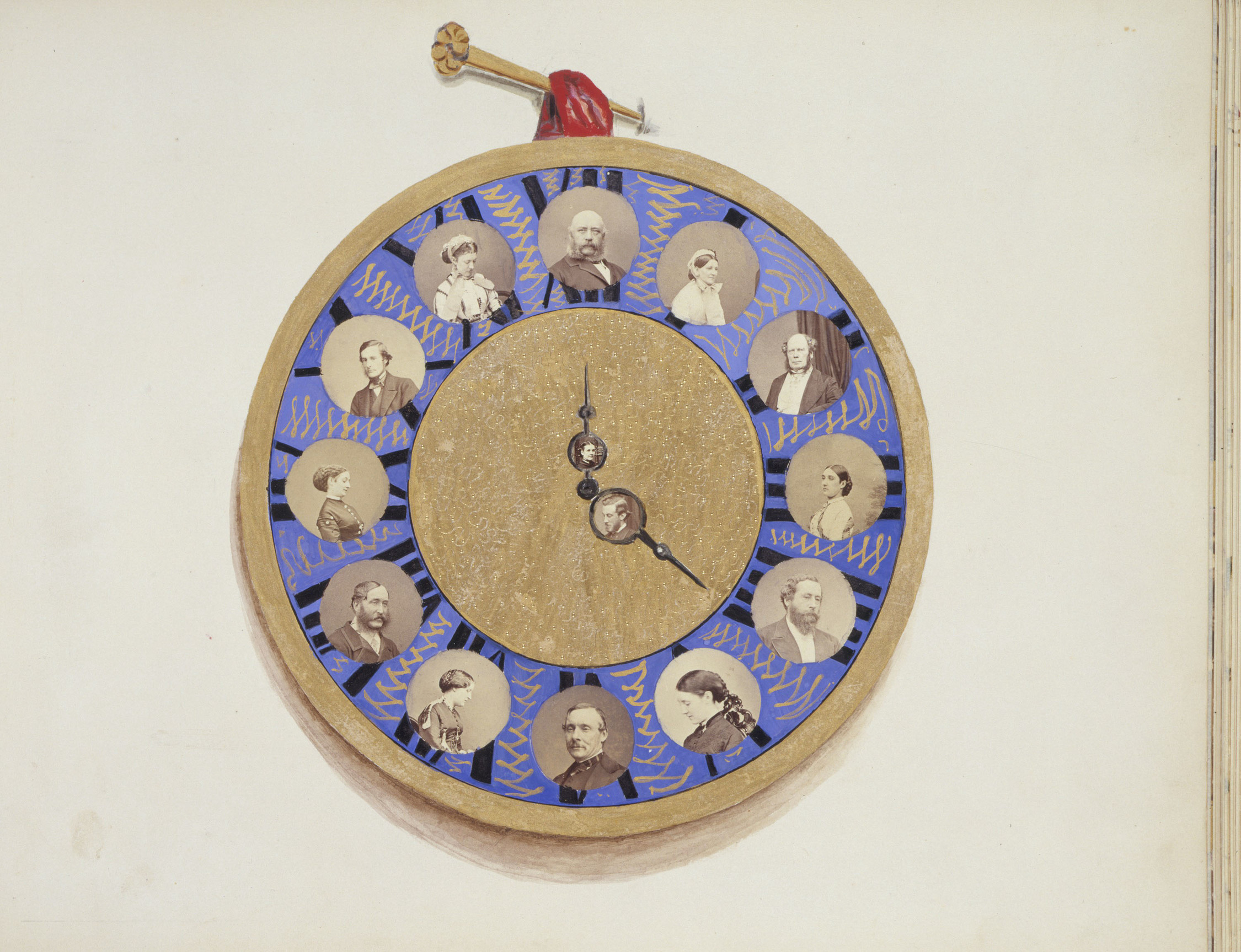 A collage design of a clock face
