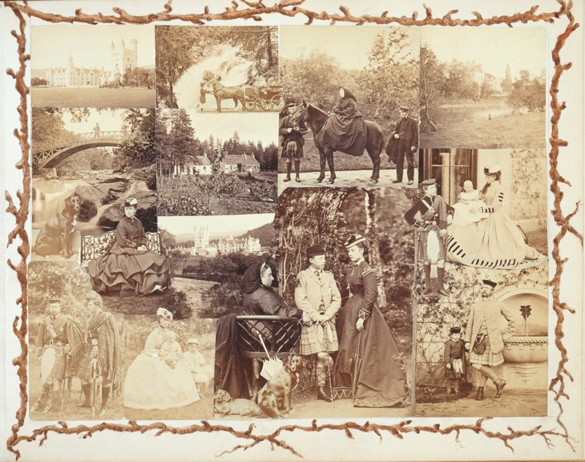 Collage designed by Alexandra, Princess of Wales with family photographs at Balmoral, c.1866 - 69 collage by Queen Alexandra