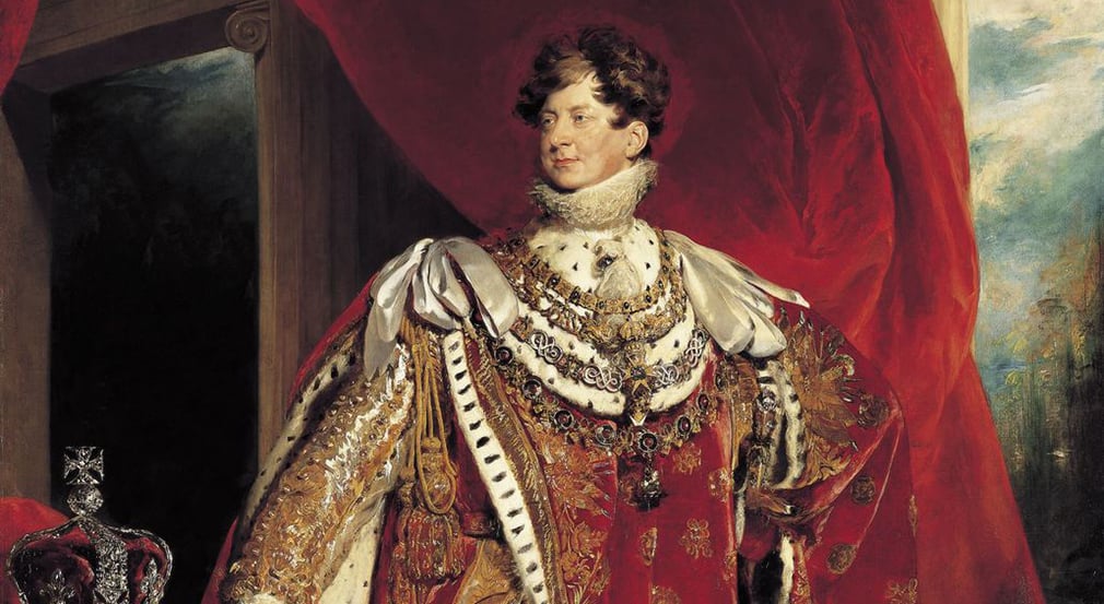 George IV (RCIN 405918) George IV stands wearing red coronation robes