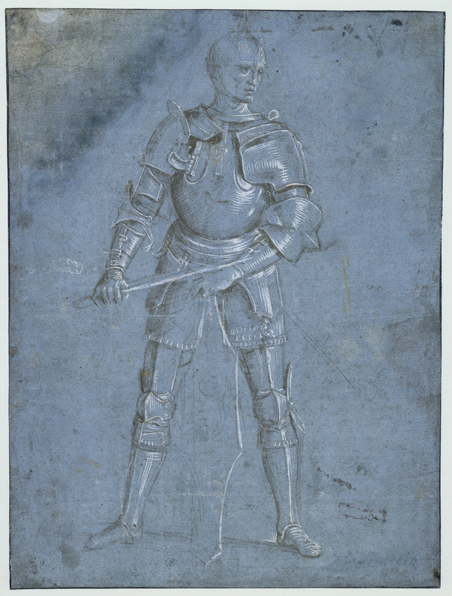 Drawing of a man in armour