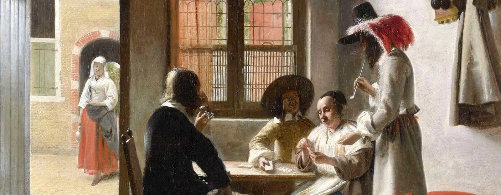 Painting of cardplayers in a sunlight room