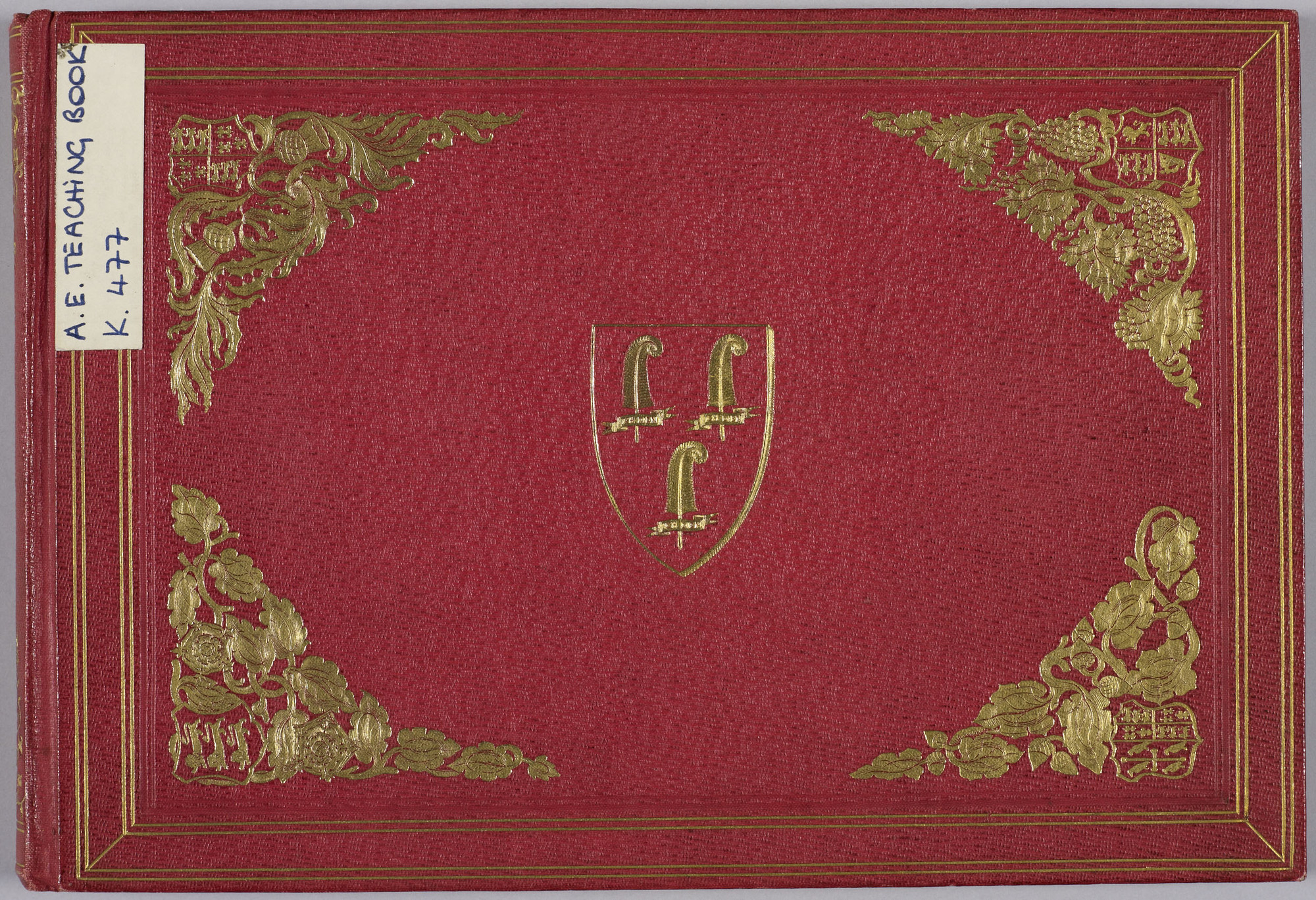 Red cover of Albert Edward's teaching sketch book