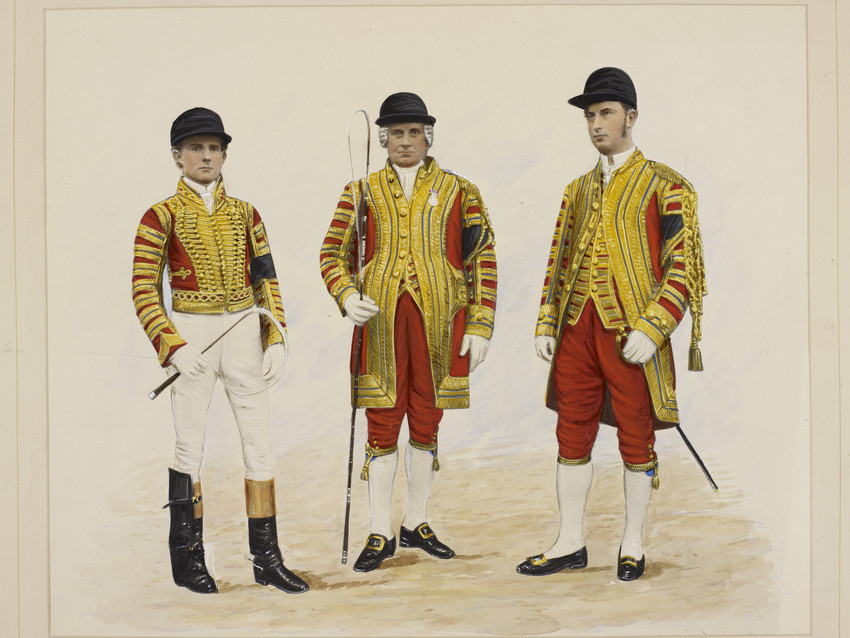 Liveries worn by Royal Mews staff at the time of Queen Victoria’s Golden Jubilee
