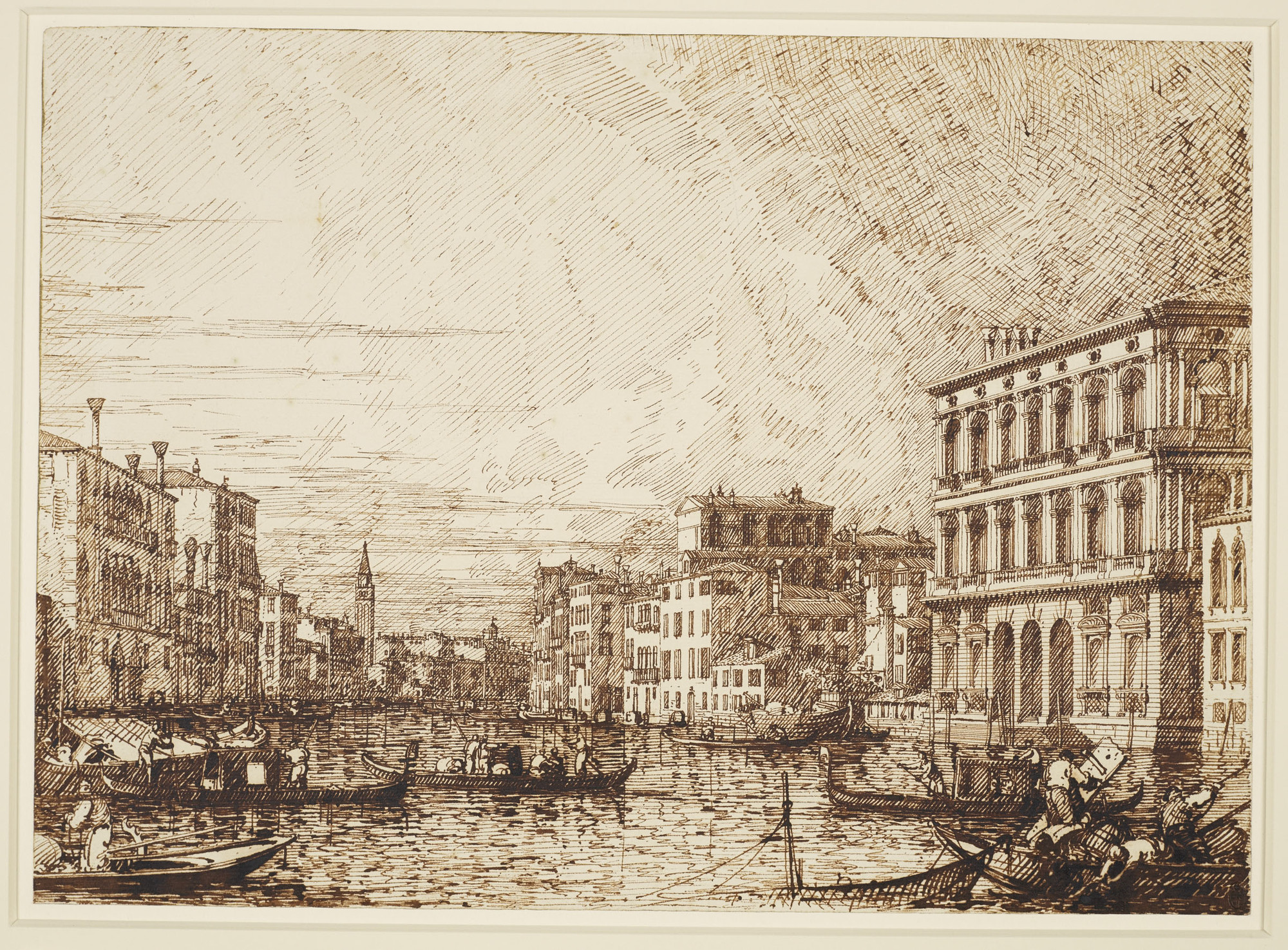 drawing of the lower section of the Grand Canal, Venice