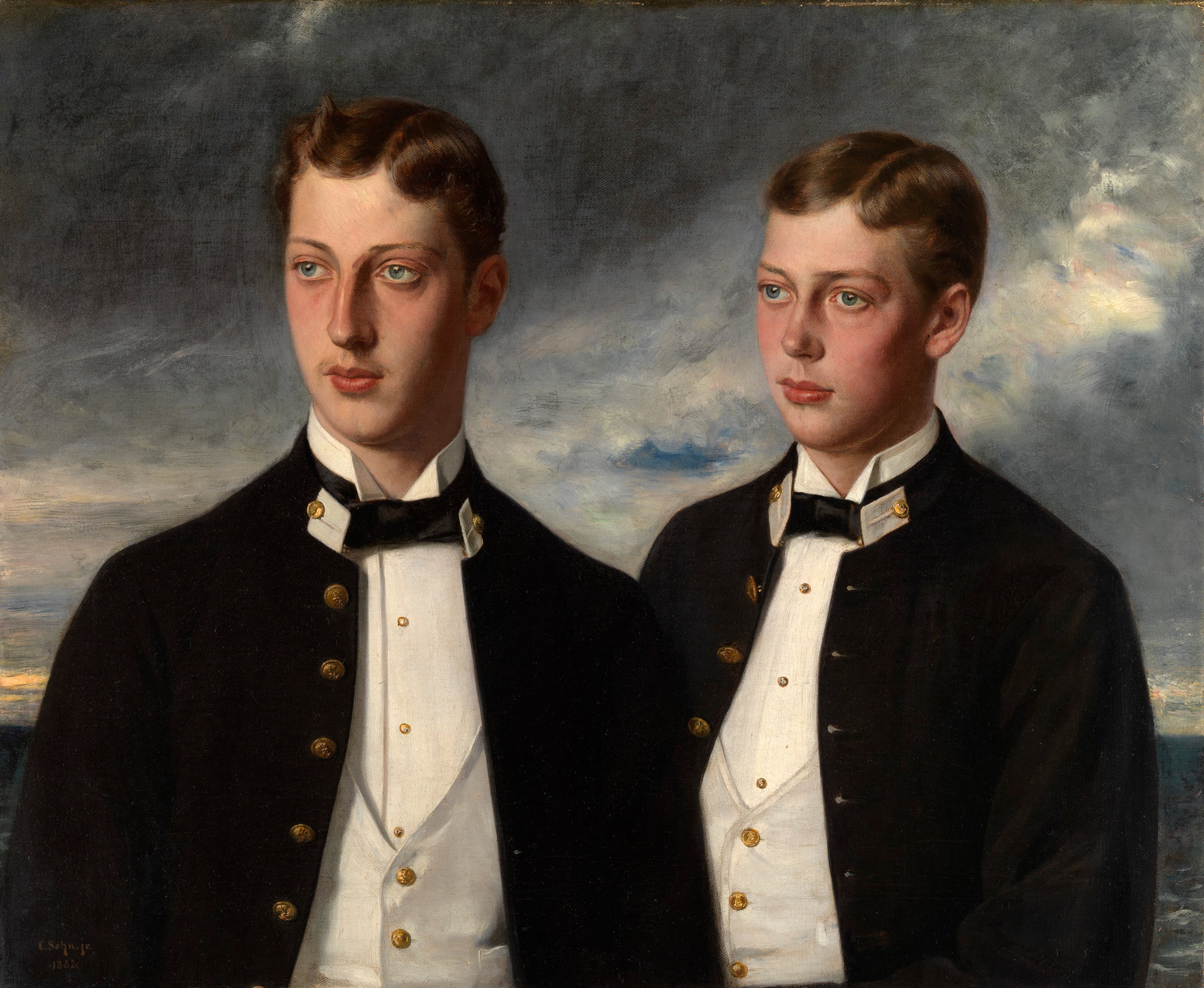 Carl Rudolph Sohn (1845 – 1908), <i>Prince Albert Victor of Wales and Prince George of Wales</i>, 1882 | RCIN 402311 Painting by Carl Rudolph Sohn of two young princes, Albert Victor and George