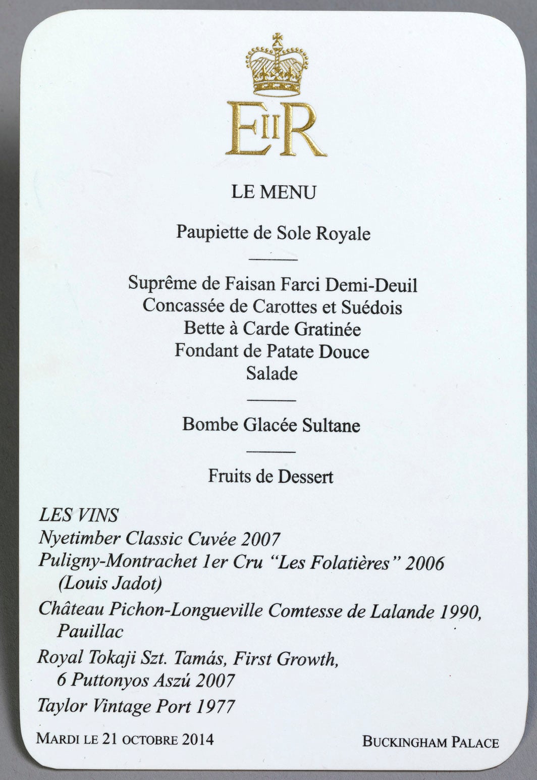 A menu from the Singapore State Banquet in 2014. A menu from the Singapore State Banquet in 2014.
