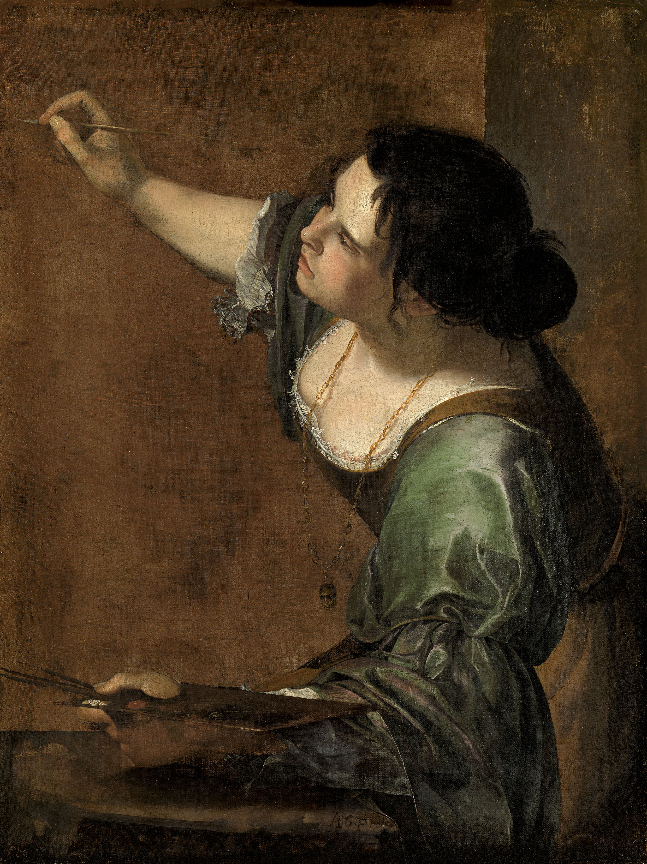A painting of a woman painting a self portrait