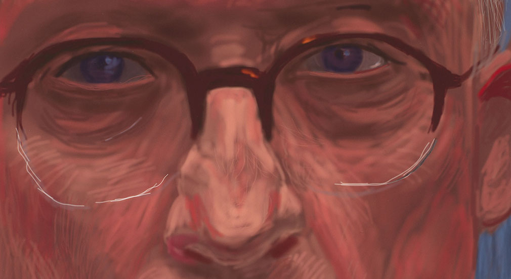 Self-portrait of David Hockney (RCIN 812508) Close up of a person eyes