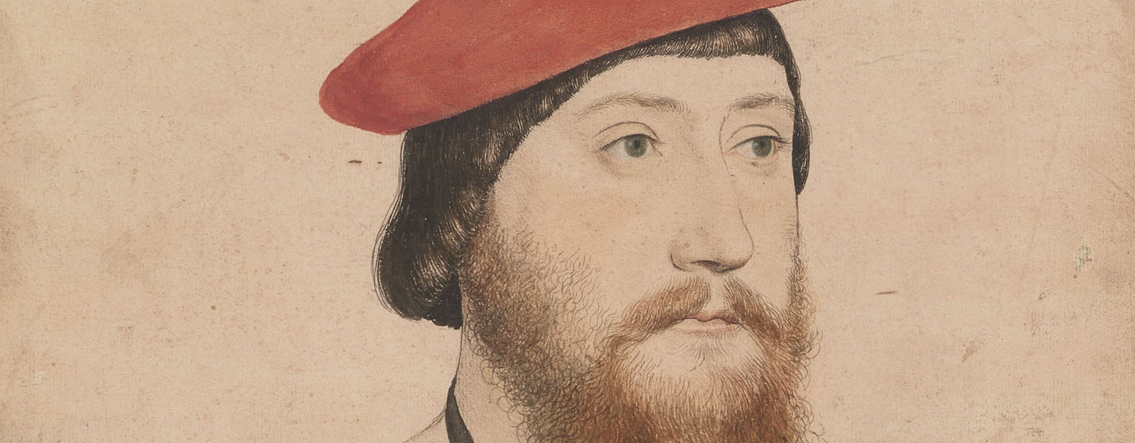 Drawing of James Butler (RCIN 912263) Drawing of a man wearing a red hat.