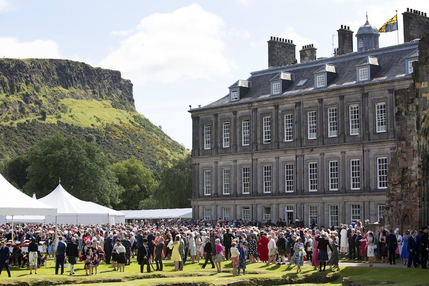 crowd at a garden party at the Palace of Holyroodhouse