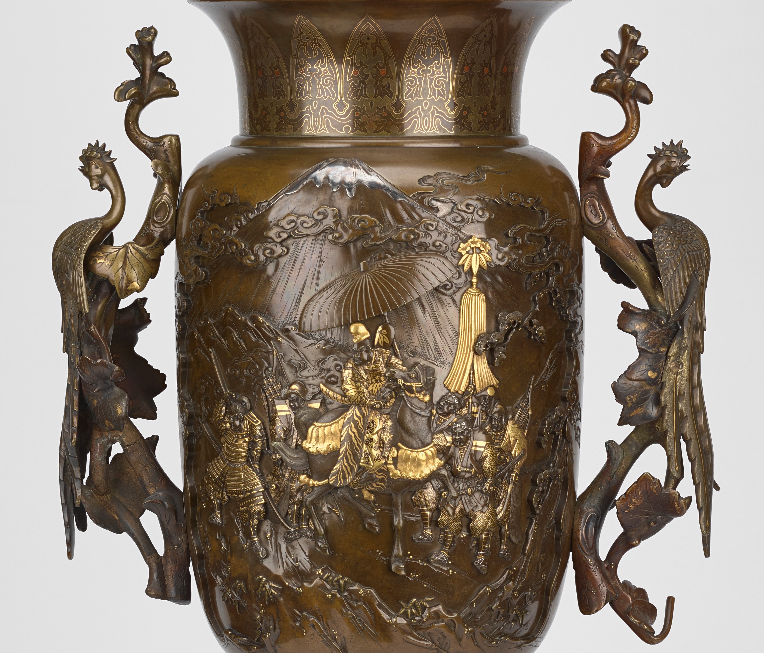 Bronze vase (detail) | <a href=https://www.rct.uk/collection/themes/publications/japan-courts-and-culture/pair-of-bronze-vases>RCIN 7798</a>