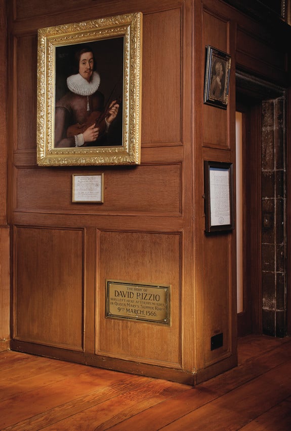 Plaque where David Rizzio's body was left after his murder Photograph of plaque where David Rizzio's body was left after his murder
